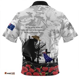 Australia Fallen But Not Forgotten Remembrance Day Tribute Zip Polo Shirt