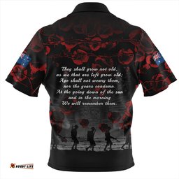 Australia Anzac Day Poppy Pride Honoring The Fallen Zip Polo Shirt