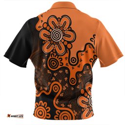Australia Aboriginal Style Of Background Orange Zip Polo Shirt