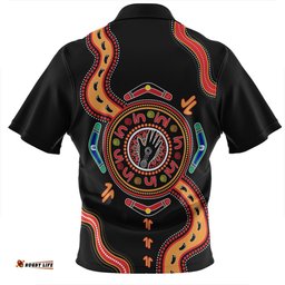 Australia Aboriginal Inspired Meeting Place Style Of Dot Painting Zip Polo Shirt