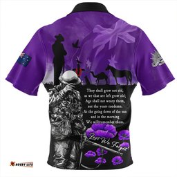 Australia Anzac Day Remembering The Animals Victims Of War Zip Polo Shirt