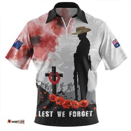 Australia Blood And Honor Remembrance Day Tribute Zip Polo Shirt