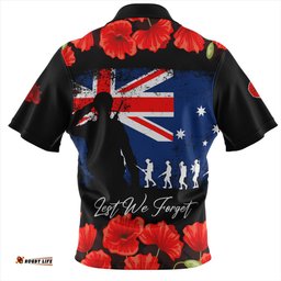Australia Anzac Day Lest We Forget Grunge Flag Zip Polo Shirt