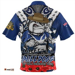 Canterbury Bankstown Bulldogs Ripped Legacy Of The Game The ANZAC Spirit Lives On Zip Polo Shirt