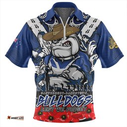 Canterbury Bankstown Bulldogs Ripped Legacy Of The Game The ANZAC Spirit Lives On Zip Polo Shirt