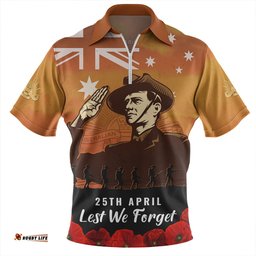 Australia Anzac Day Soldiers Salute To Remember Of Our Heroes Zip Polo Shirt
