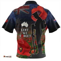 Australia Custom Anzac Day Lest We Forget Red Poppies Zip Polo Shirt