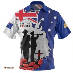 Australia On This Remembrance Day Lest We Forget In Flanders Fields Zip Polo Shirt