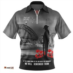 Australia At The Going Down Of The Sun We Will Remember Them Zip Polo Shirt