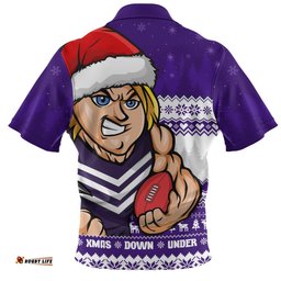 Fremantle Merry Christmas Down Under Footy Power Style Zip Polo Shirt
