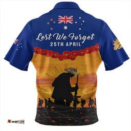 Australia Anzac Day Lest We Forget Honoring The Anzac Spirit Orange Zip Polo Shirt