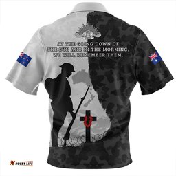 Australia Anzac Day Lest We Forget Black Grunge Style Zip Polo Shirt