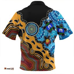 Australia Aboriginal Inspired River And Land Style Of Dot Painting Zip Polo Shirt