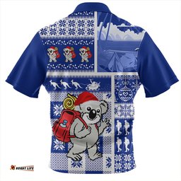 Australia Koala Wonderland Christmas Blue Zip Polo Shirt