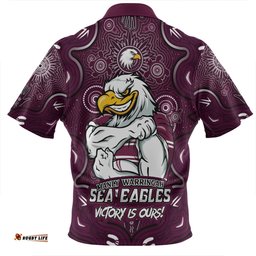 Manly Warringah Sea Eagles Aboriginal Pattern Inspired Victory Is Ours Zip Polo Shirt