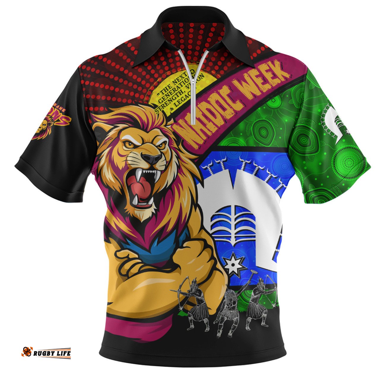 Brisbane Lions NAIDOC Week Pride Edition Zip Polo Shirt