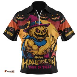 Brisbane Lions Dark Pumpkin Halloween Spirit Zip Polo Shirt