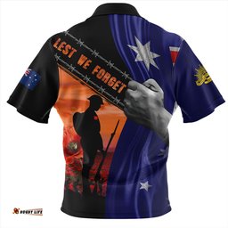 Australia Remembrance Day Australian Fallen Heroes Orange Zip Polo Shirt