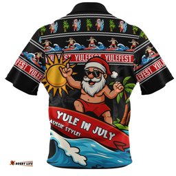 Australia Santa's Yule Wave Ride Zip Polo Shirt