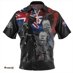 Australia Tribute To The Brave Anzac Day Zip Polo Shirt