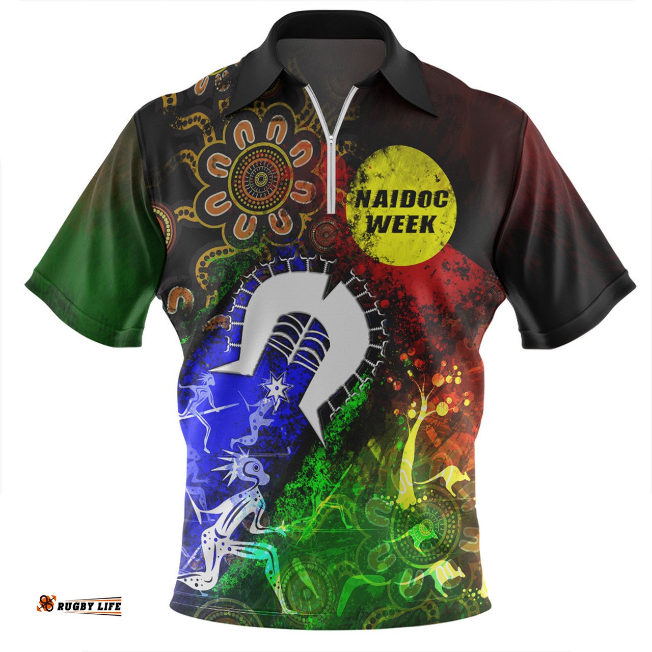 Australia Naidoc Week Aboriginal Indigenous Inspired Blood In Me Zip Polo Shirt
