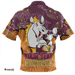 Brisbane Broncos Custom Team With Dot And Star Patterns For Tough Fan Zip Polo Shirt