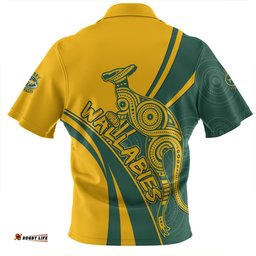 Australia Wallabies Squad Aboriginal Pattern Inspired Zip Polo Shirt
