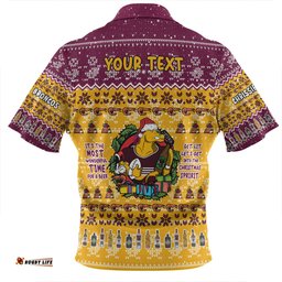 Brisbane Broncos Christmas Custom Chrissie Spirit Zip Polo Shirt