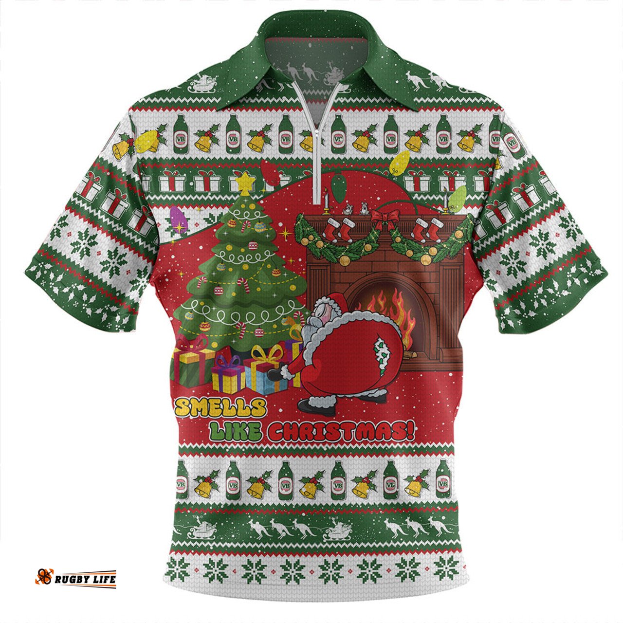 Australia Smells Like Christmas Cheer Zip Polo Shirt