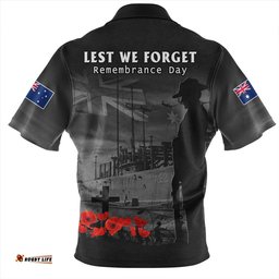 Australia Sunset Of Sacrifice And Remembrance Day Honor Black Zip Polo Shirt