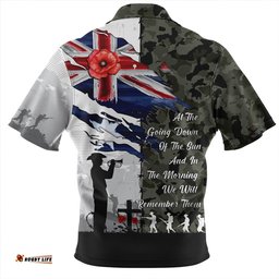 Australia Remembrance Day Lest We Forget Australian Military Tribute Green Zip Polo Shirt