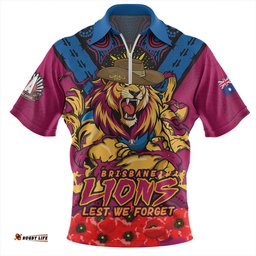 Brisbane Lions Ripped Legacy Of The Game The ANZAC Spirit Lives On Zip Polo Shirt