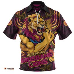 Brisbane Lions Spirit Warriors Of The Game Zip Polo Shirt