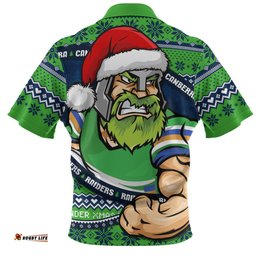 Canberra Raiders Ugly Knit Style For Christmas Game Fans Zip Polo Shirt