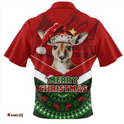 Australia Holiday Kangaroo Merry Christmas Zip Polo Shirt