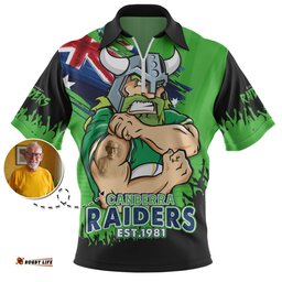 Canberra Raiders Heart Of A Fighter Tough And Fearless Zip Polo Shirt