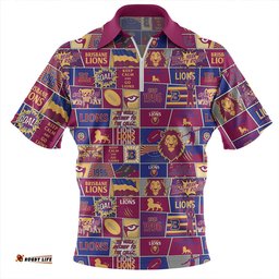 Brisbane Lions Legacy Of The Pride Comic Style Zip Polo Shirt