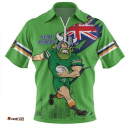 Canberra Raiders Custom For Die Hard Fan Australia Flag Scratch Style Zip Polo Shirt