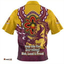 Brisbane Broncos Aboriginal Inspired Naidoc Symbol Pattern Zip Polo Shirt