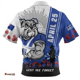 Canterbury Bankstown Bulldogs Anzac Day Lest We Forget Strong Fighting Spirit Zip Polo Shirt
