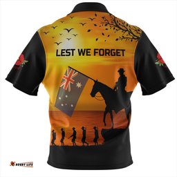 Australia Lest We Forget Anzac Horse Brigade Zip Polo Shirt