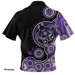 Australia Indigenous Turtle Aboriginal Dot Art Purple Zip Polo Shirt