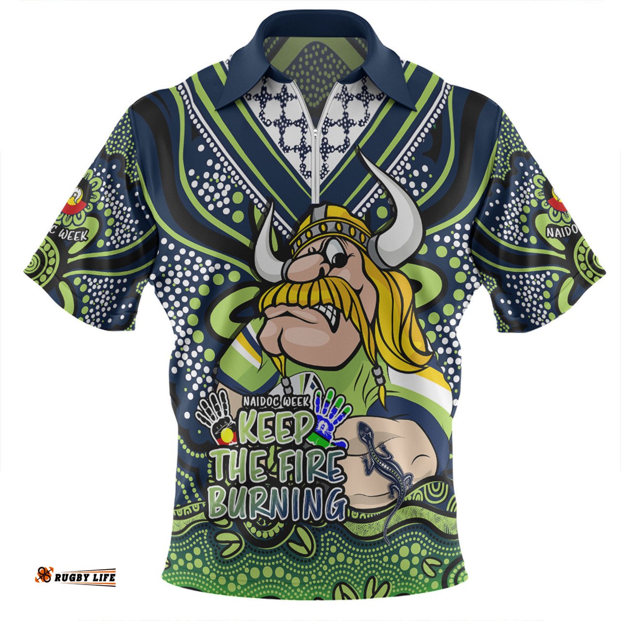 Canberra Raiders Aboriginal Inspired Naidoc Week Custom For Die Hard Fan Supporters Zip Polo Shirt