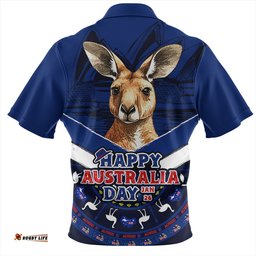 Australia Kangaroo Pride Australia Day Blue Zip Polo Shirt