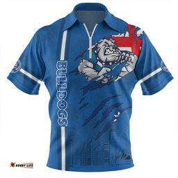 Canterbury Bankstown Bulldogs Happy Australia Day Flag Scratch Style Zip Polo Shirt