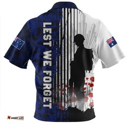 Australia Spirit Of Remembrance Day Lest We Forget Blue Zip Polo Shirt