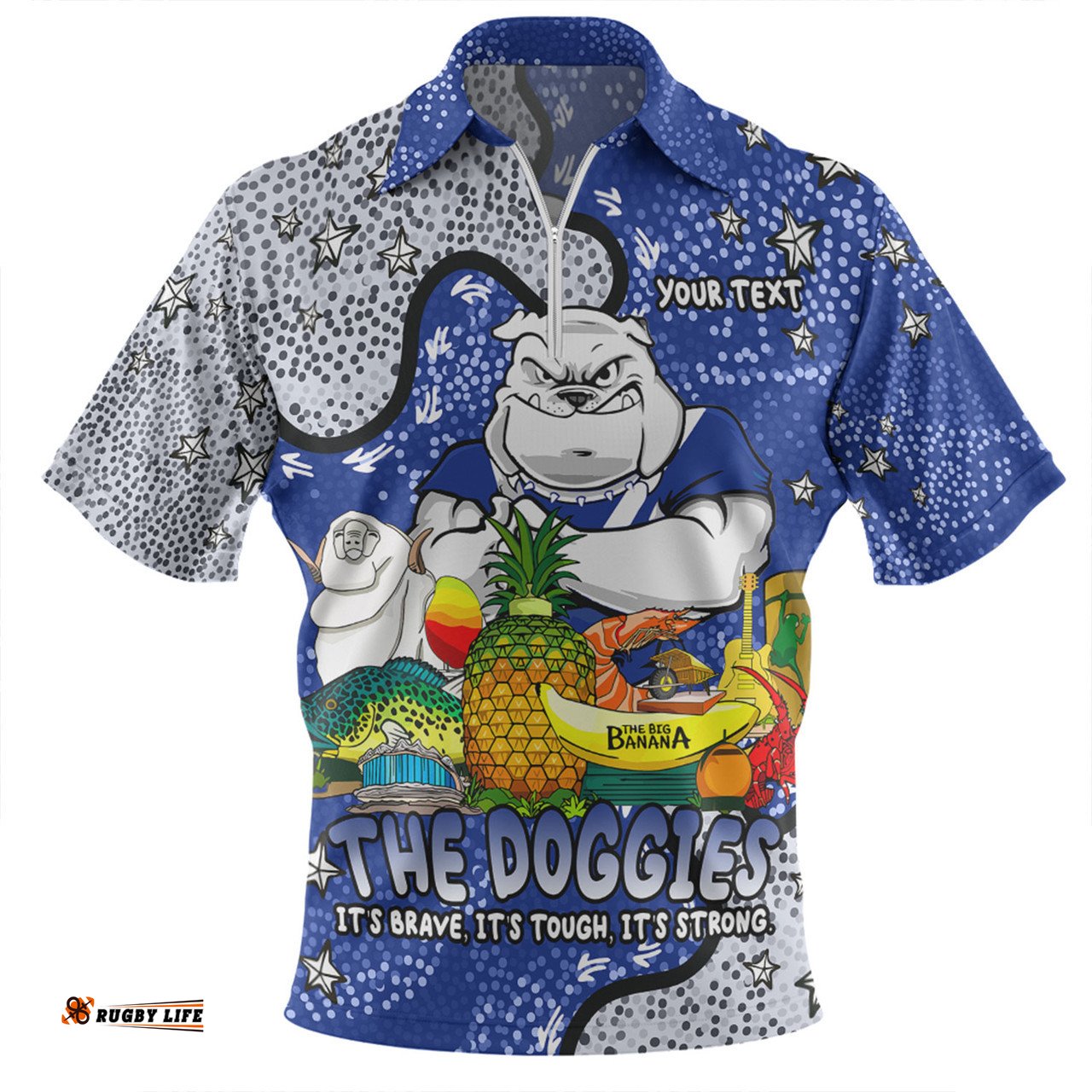 Canterbury Bankstown Bulldogs Custom Australian Big Things Zip Polo Shirt