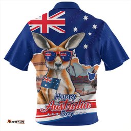 Australia Happy Australia Day Kangaroo With Sydney Opera House At Sunset Zip Polo Shirt