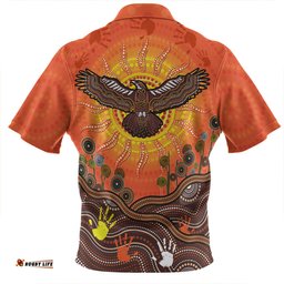 Australia Indigenous Flying Eagle With Aboriginal Dot Art Zip Polo Shirt