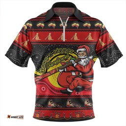 Australia Ripper Aboriginal Christmas Down Under Zip Polo Shirt